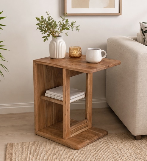 Isari Acacia Wood Side Table in Natural Finish-image-12
