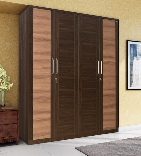 Buy Istanbul 4 Door Wardrobe In Walnut Bronze Colour By Nilkamal