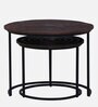 Isaak Solid Wood Nest Of Tables In Dark Walnut Finish