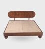 Isha Queen Size Bed In Walnut Finish Without Storage