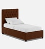 Isko Fabric Upholstered Single Bed in Coffee Brown Colour with Box Storage