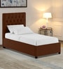 Isko Fabric Upholstered Single Bed in Coffee Brown Colour with Box Storage