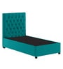 Isko Fabric Upholstered Single Bed in Sea Green Colour with Box Storage