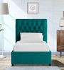 Isko Fabric Upholstered Single Bed in Sea Green Colour with Box Storage