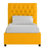 Isko Fabric Upholstered Single Bed in Bold Yellow Colour with Box Storage