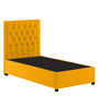 Isko Fabric Upholstered Single Bed in Bold Yellow Colour with Box Storage