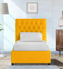 Isko Fabric Upholstered Single Bed in Bold Yellow Colour with Box Storage