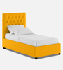 Isko Fabric Upholstered Single Bed in Bold Yellow Colour with Box Storage