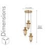 Isla Metal & Glass 3-Light Ceiling Pendant (Amber & Frosted White)