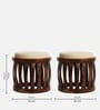 Ismo Teak Wood Stool In Beige Color