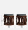 Ismo Teak Wood Stool In Grey Color