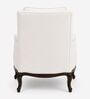 Isola Teak Wood Arm Chair With Suede Fabric In White Colour