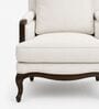 Isola Teak Wood Arm Chair With Suede Fabric In White Colour