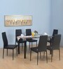 Issac Metal 6 Seater Dining Set in Black Finish