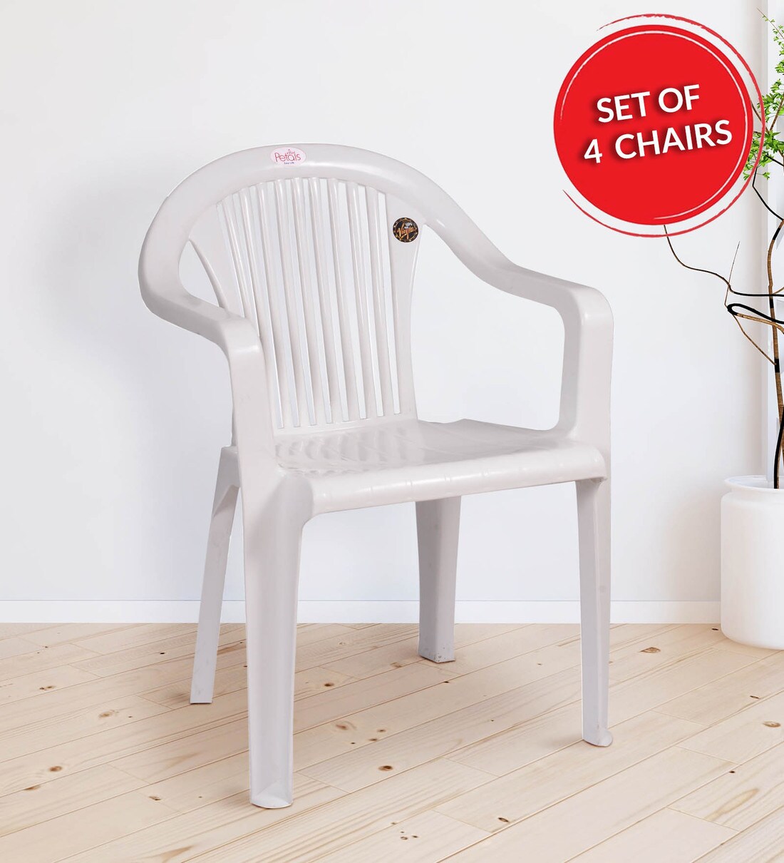 Buy Italino Chair (Set of 4) in White Colour by Petals Furniture Online
