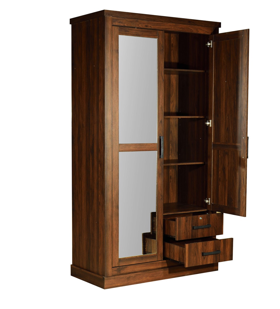 Buy Itsuki 2 Door Wardrobe With Mirror In Walnut Finish By Mintwud