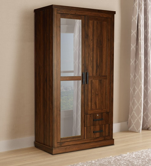 Itsuki 2 Door Wardrobe With Mirror In Walnut Finish By Mintwud