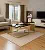 Italian Glass Nesting Coffee Table Set of 2 In Gold Finish