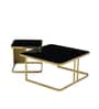 Italian Glass Nesting Coffee Table Set of 2 In Gold Finish