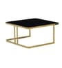 Italian Glass Nesting Coffee Table Set of 2 In Gold Finish