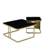Italian Glass Nesting Coffee Table Set of 2 In Gold Finish