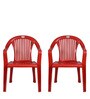 Italino Plastic Chair in Red Colour , (Set Of 2)