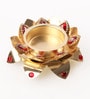Multicolour Metal Stone Studded Lotus Tea Light Holder