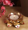 Multicolour Metal Stone Studded Lotus Tea Light Holder