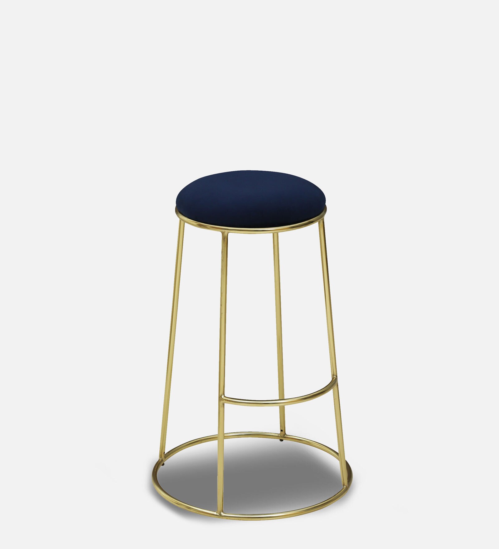 Buy Ivan Bar Stool with Velvet Upholstery in Blue & Glossy Gold Finish ...