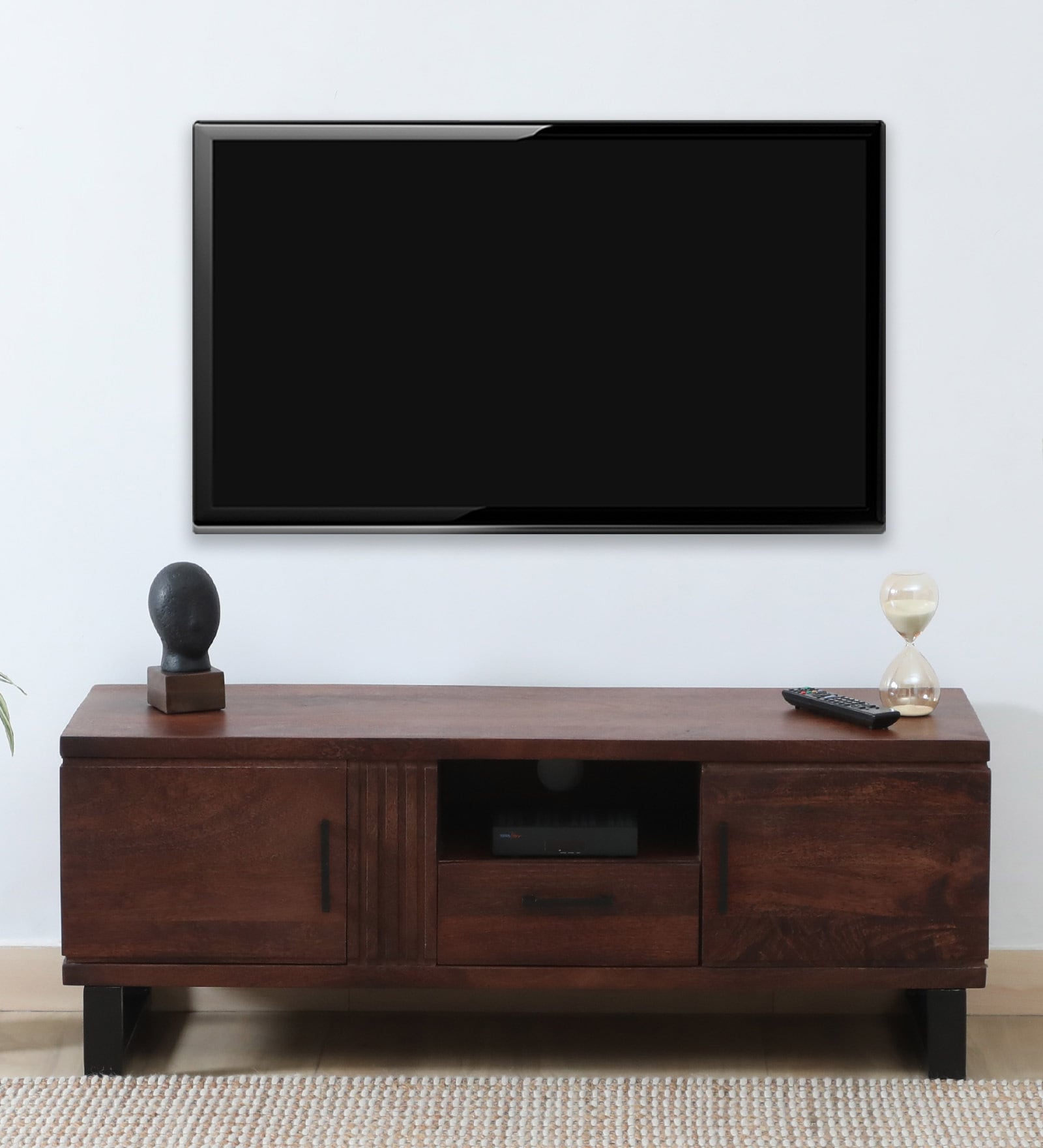 Ivanec Mango Wood 2 Door TV Console In Tubbaq Finish With Drawer