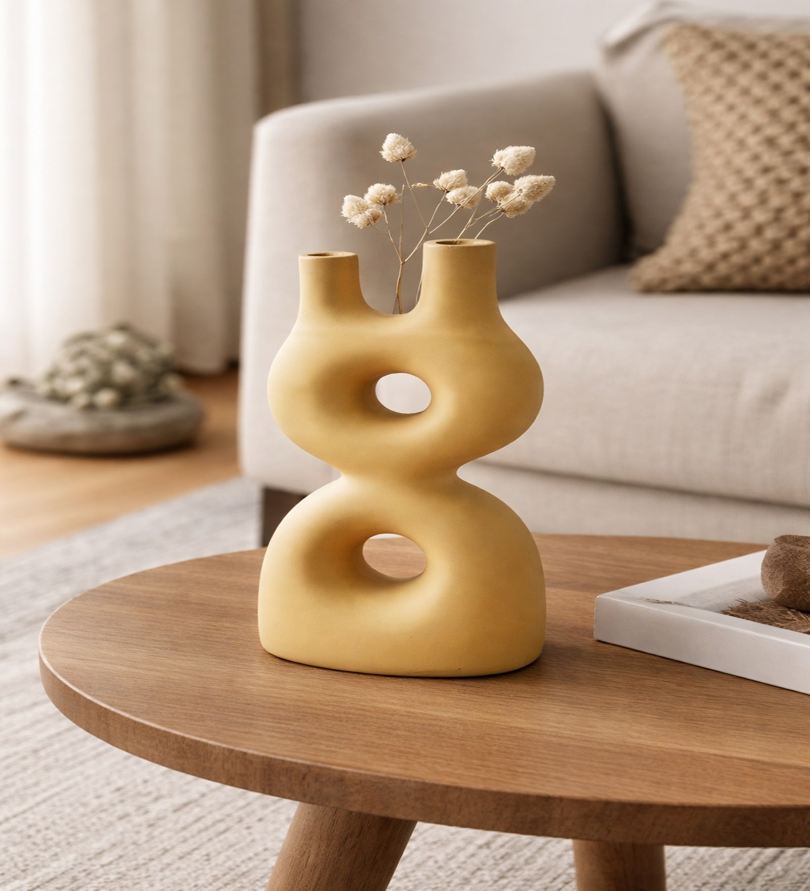 Ivoire Clair Modern Abstract Dual Neck Decorative Vase