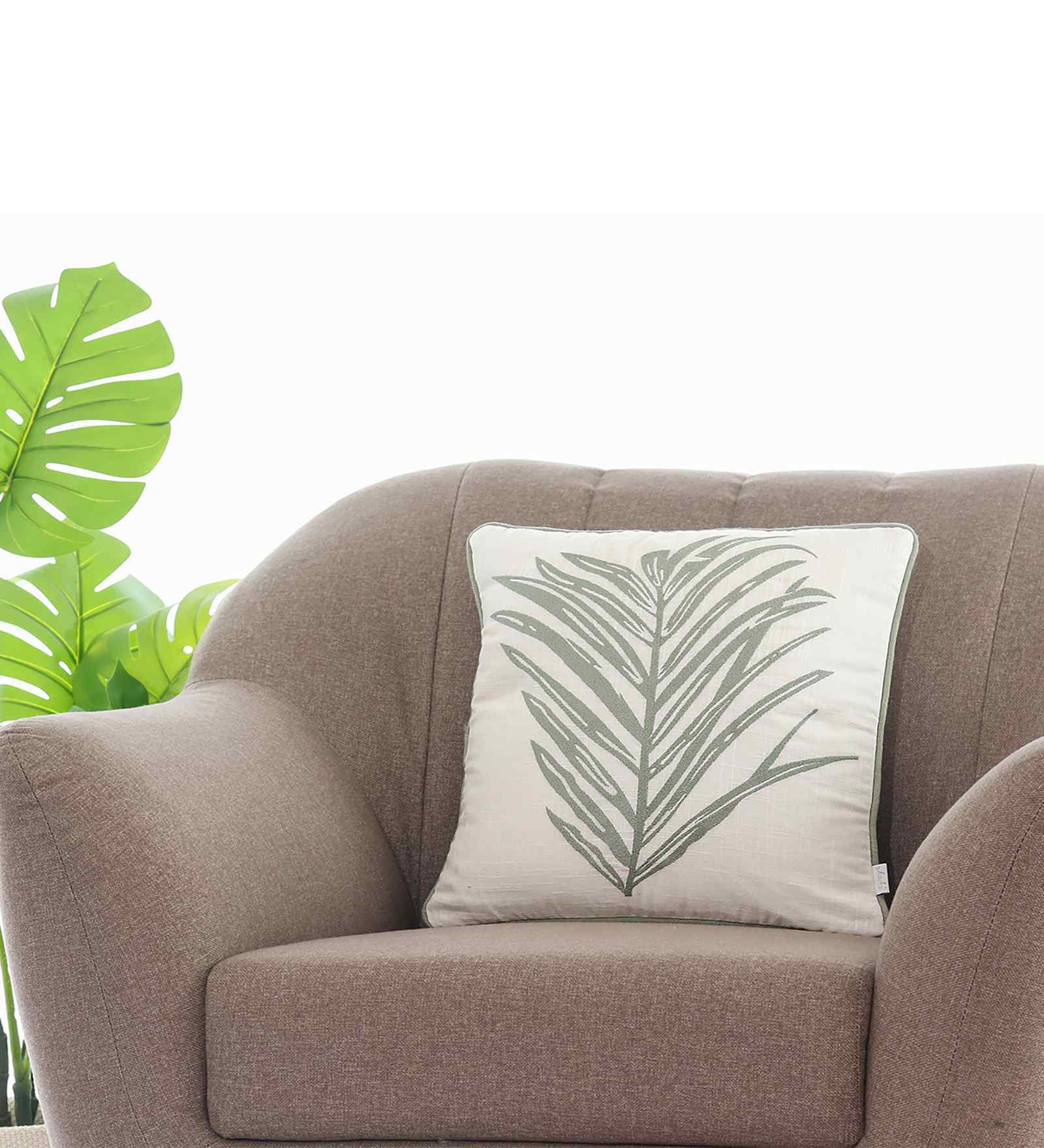 Ivory 100% Cotton Petal16X16 Inches Knitted Cushion Cover
