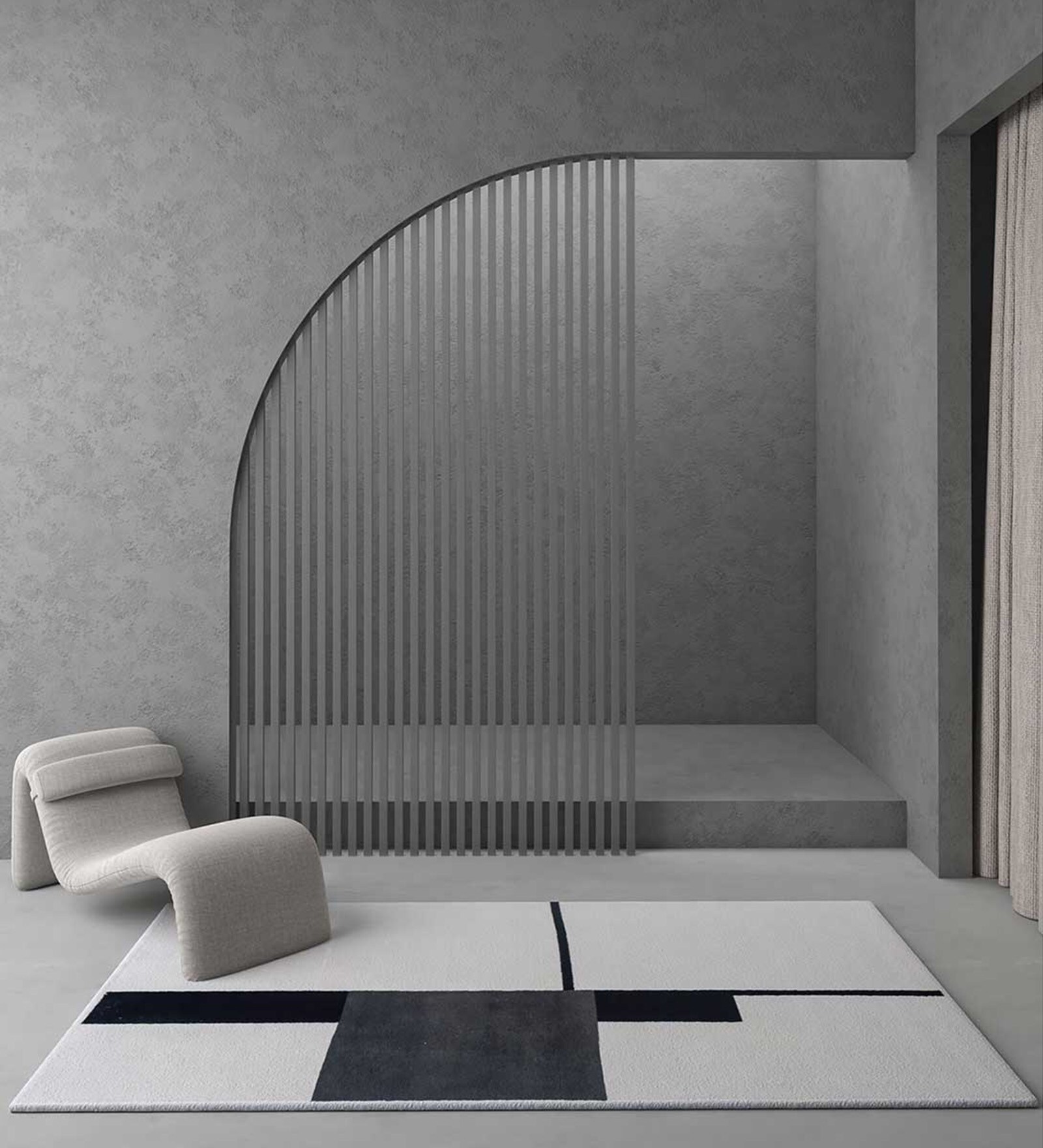 Ivory Abstract Wool 6 ft x 9 ft Hand Knptted Carpet