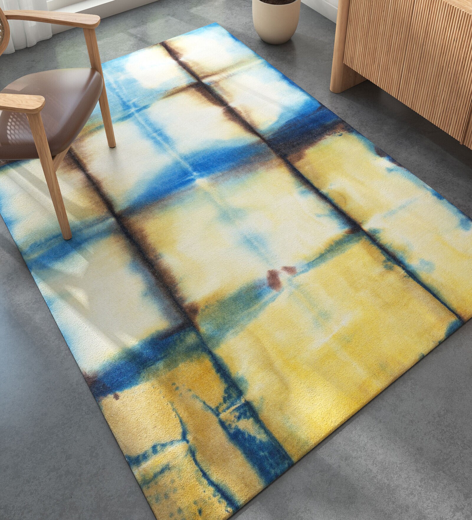 Ivory Abstract Wool 6 ft X 9 ft Hand Tufted Rectangle Carpet