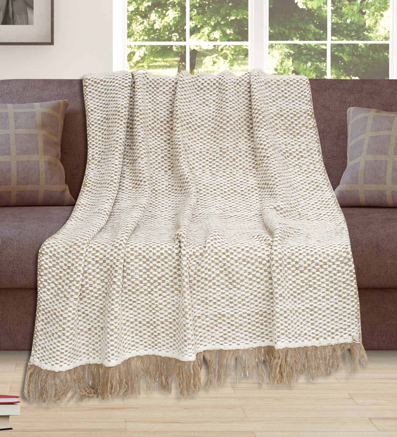 Buy Ivory Premium Wool 59x49 Inches Sofa Throw by Young Arc at 33% OFF ...