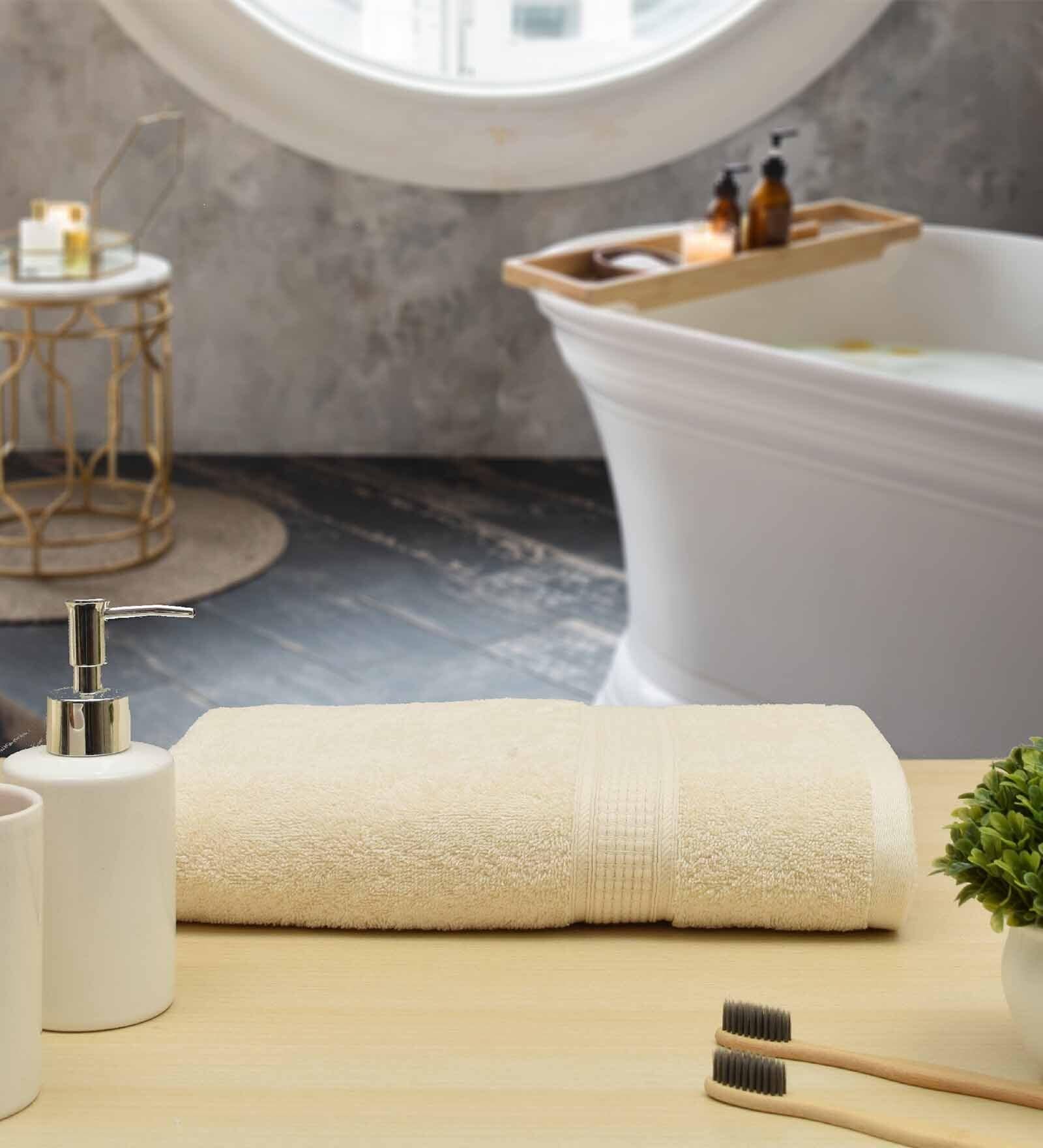 Ivory Solid 550 GSM Cotton Bath Towel