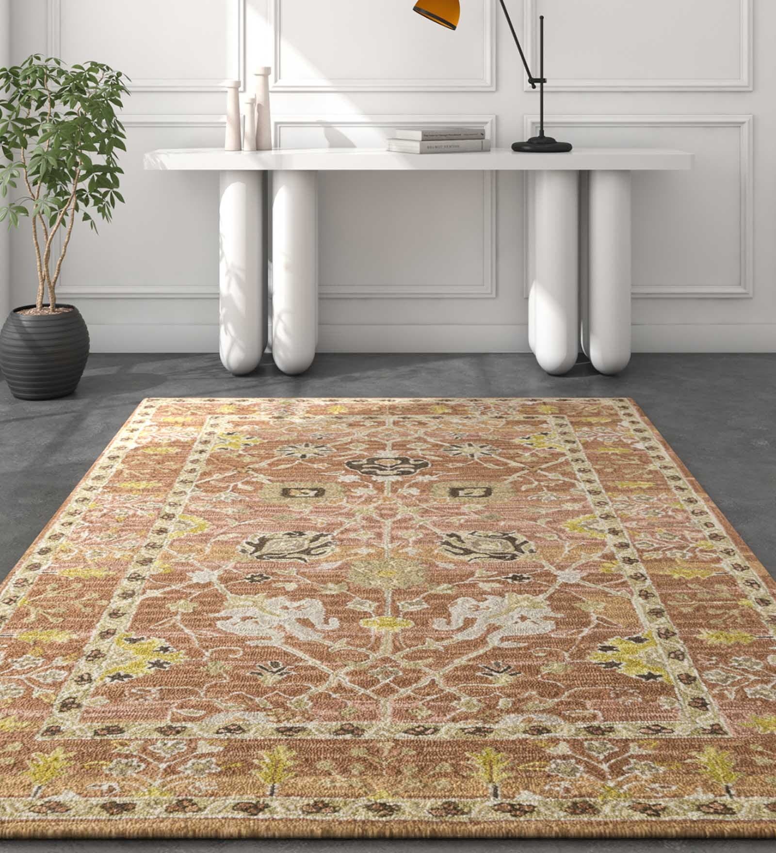 Ivory Traditional Wool 3 ft X 5 ft Hand Tufted Carpet
