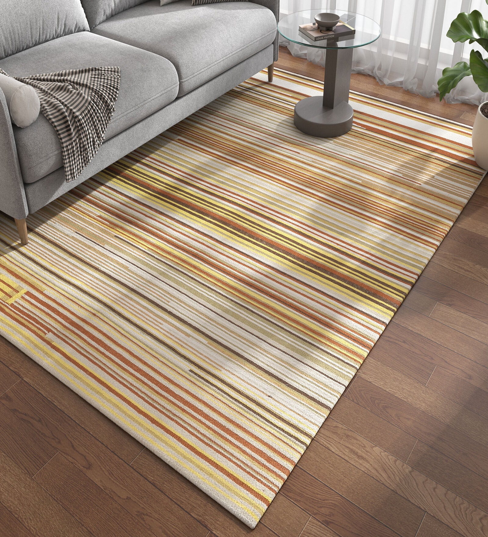 Ivory Geometrical Wool 6 ft X 9 ft Flat Weaves