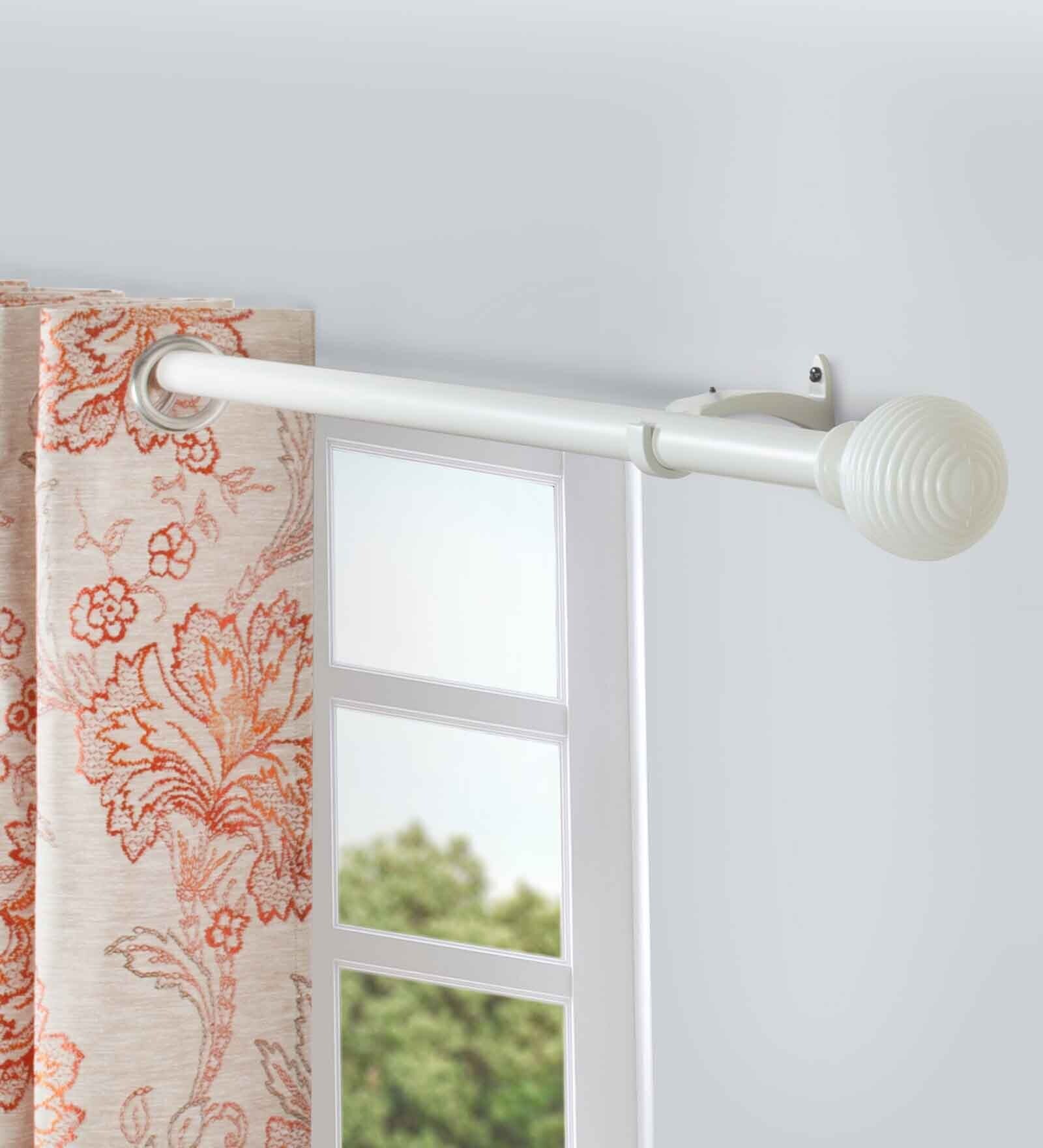 IvoryIron Solid (120 Inches) Curtain Rod with Accessories (Pack of 2)