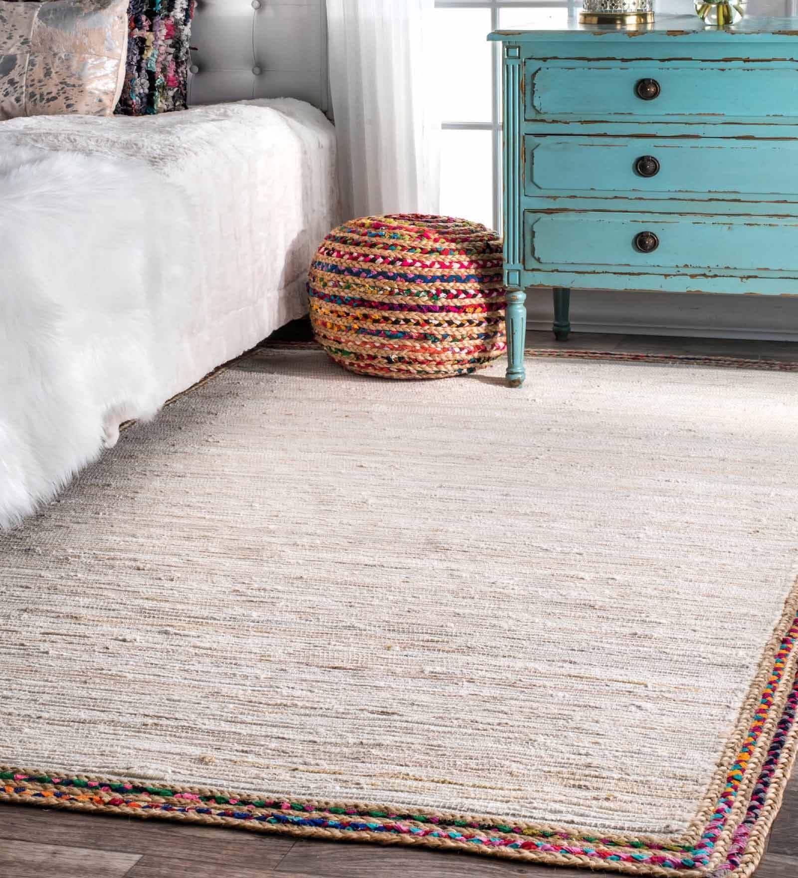 Ivory Jute 4 ft X 6 ft Hand Woven Dhurrie