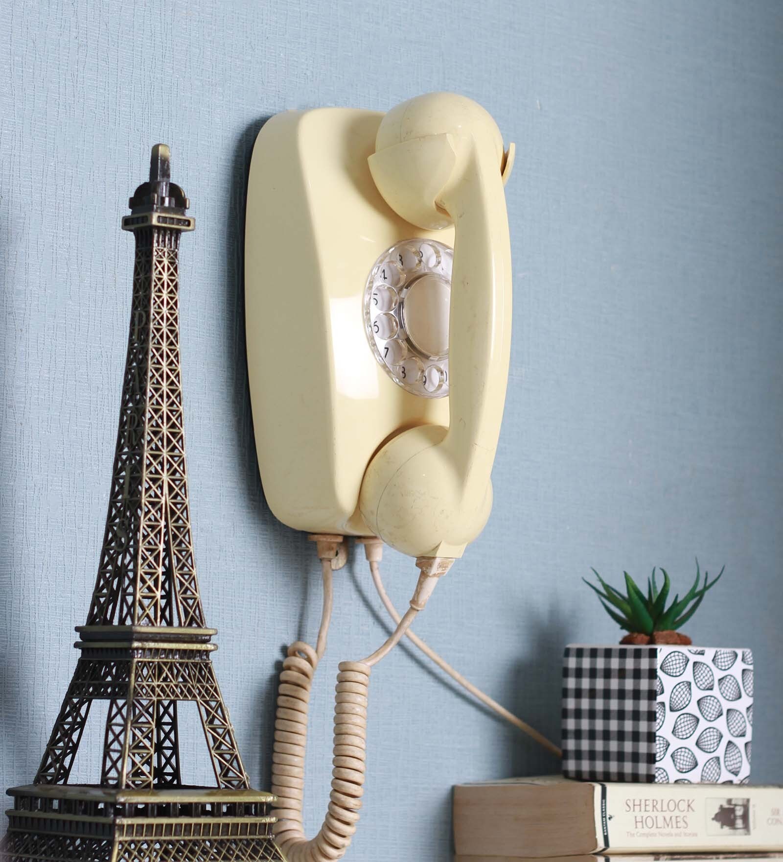 Buy Ivory Plastic Wall Hanging Telephone by Zahab Online Retro