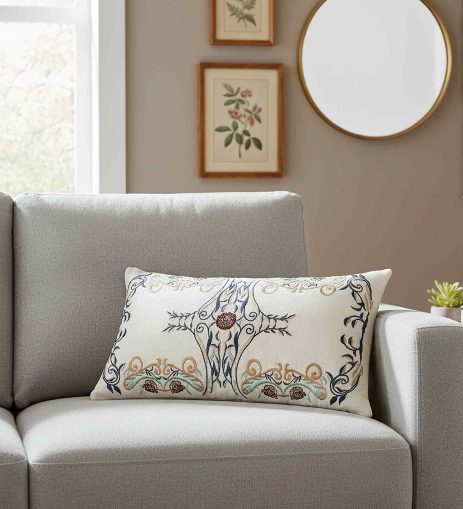 Ivory Shell 100% Linen 100% Cotton Ozaan 12X20 Inches Knitted Cushion Cover