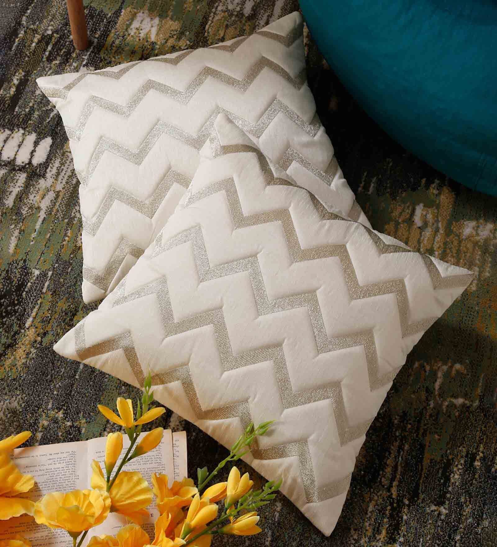 Ivory Silk Solid 24x24 inches (Set of 2) Cushion Covers