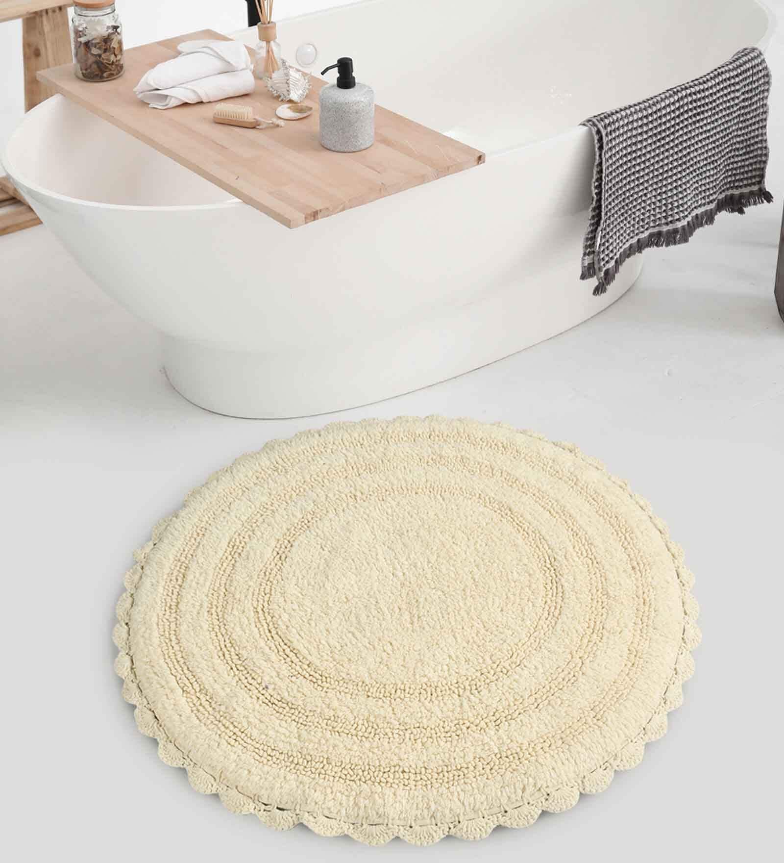 Ivory Solid Cotton 24x24 Inches Max Absorbant Bath Mat