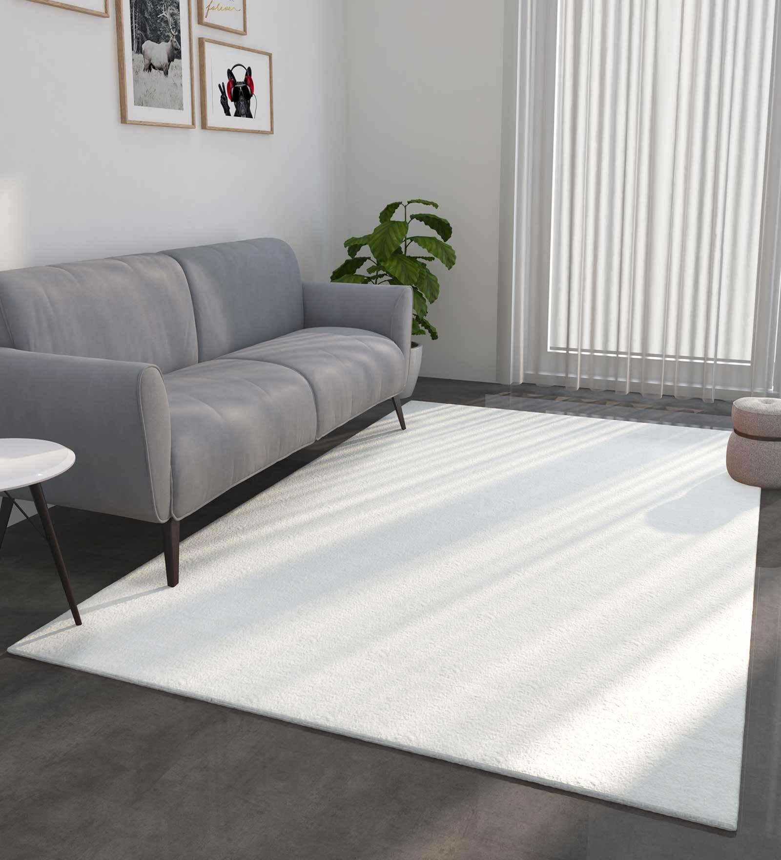 Ivory Solid Viscose 8 ft x 10 ft Hand Woven Carpet