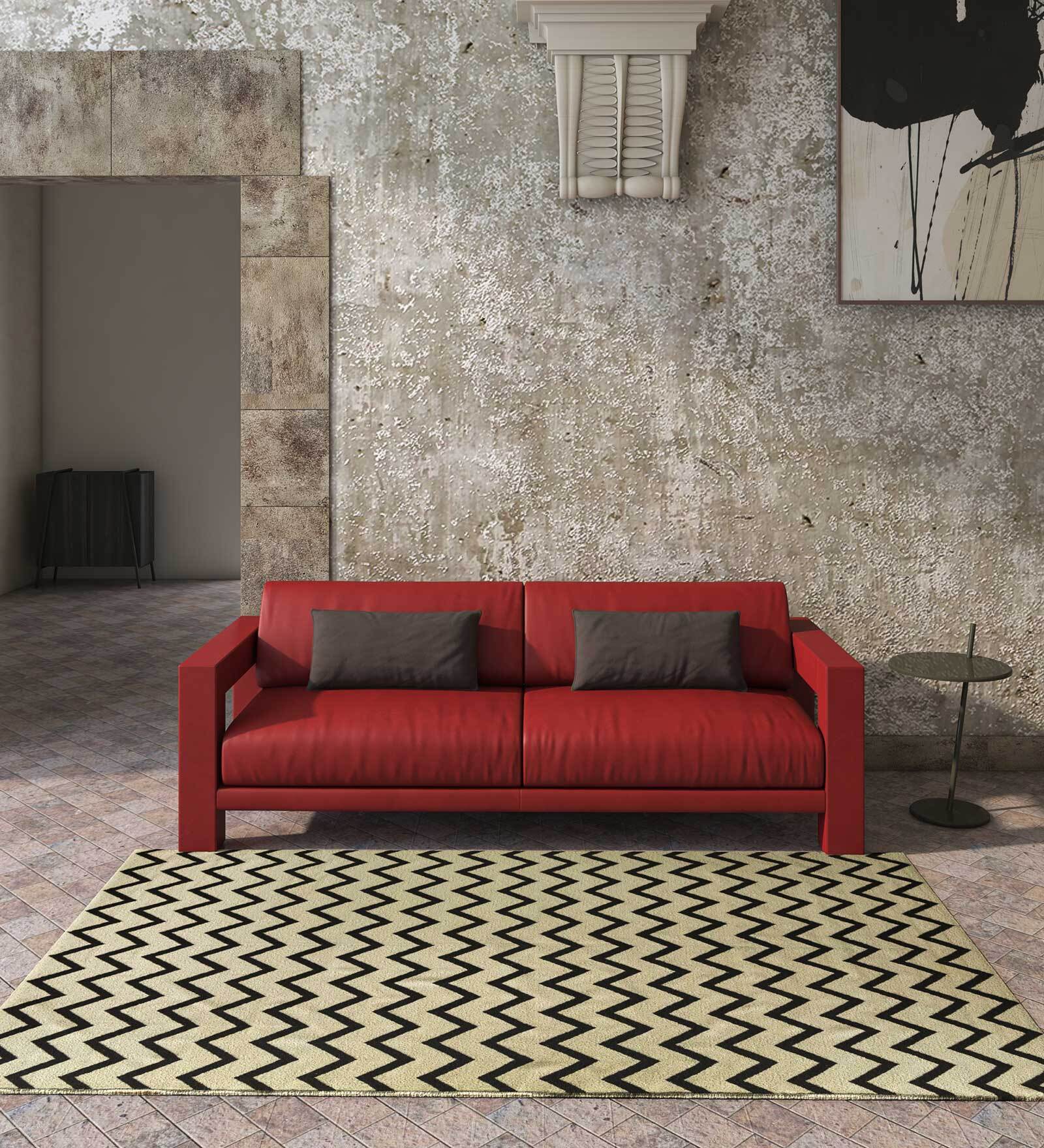 Ivory Abstract Wool 8 ft x 10 ft Hand Tufted Carpet