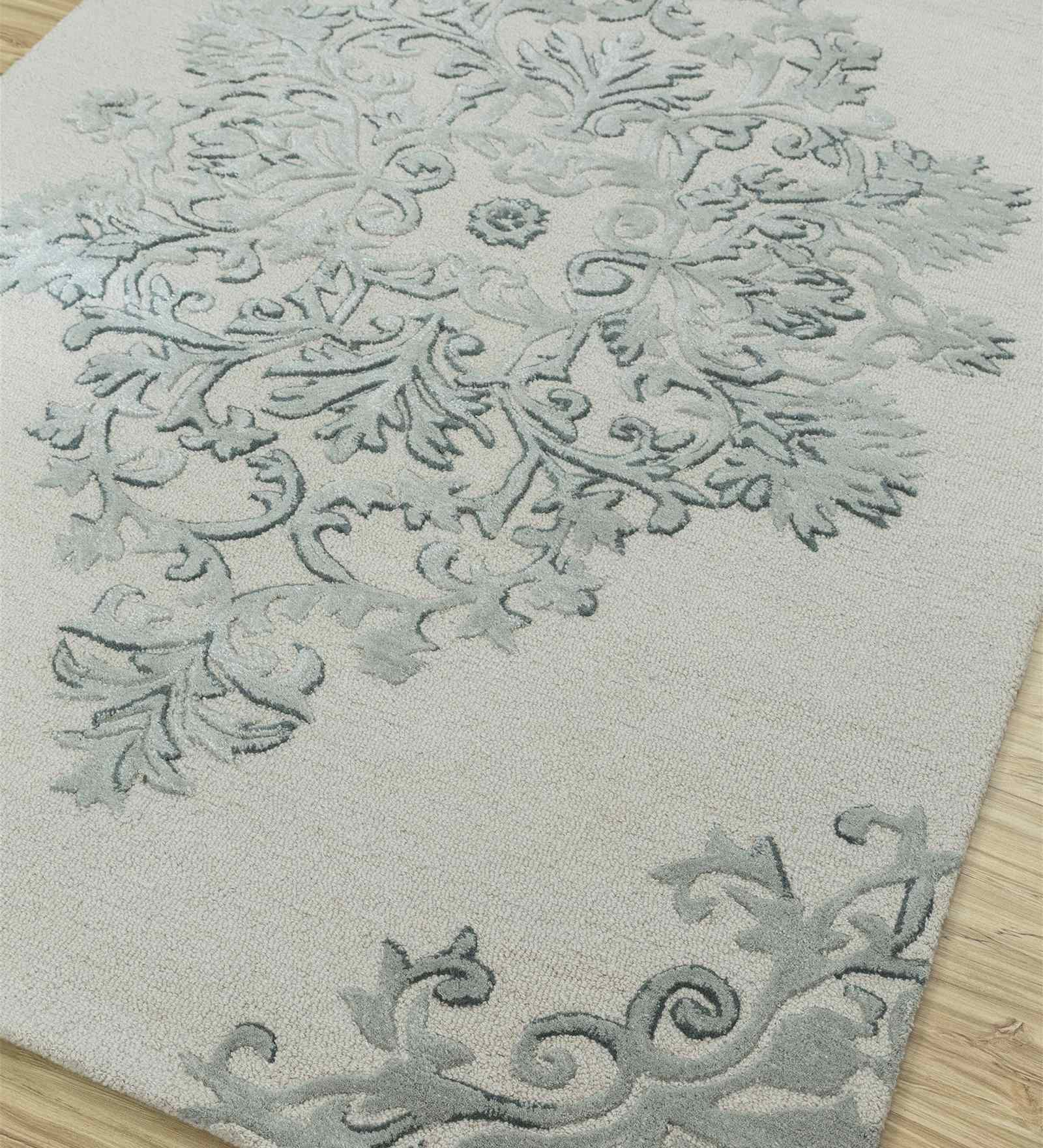 Buy Damask Pattern Wool Hand Tufted 5 X 8 Feet Carpet By Jaipur Rugs by ...