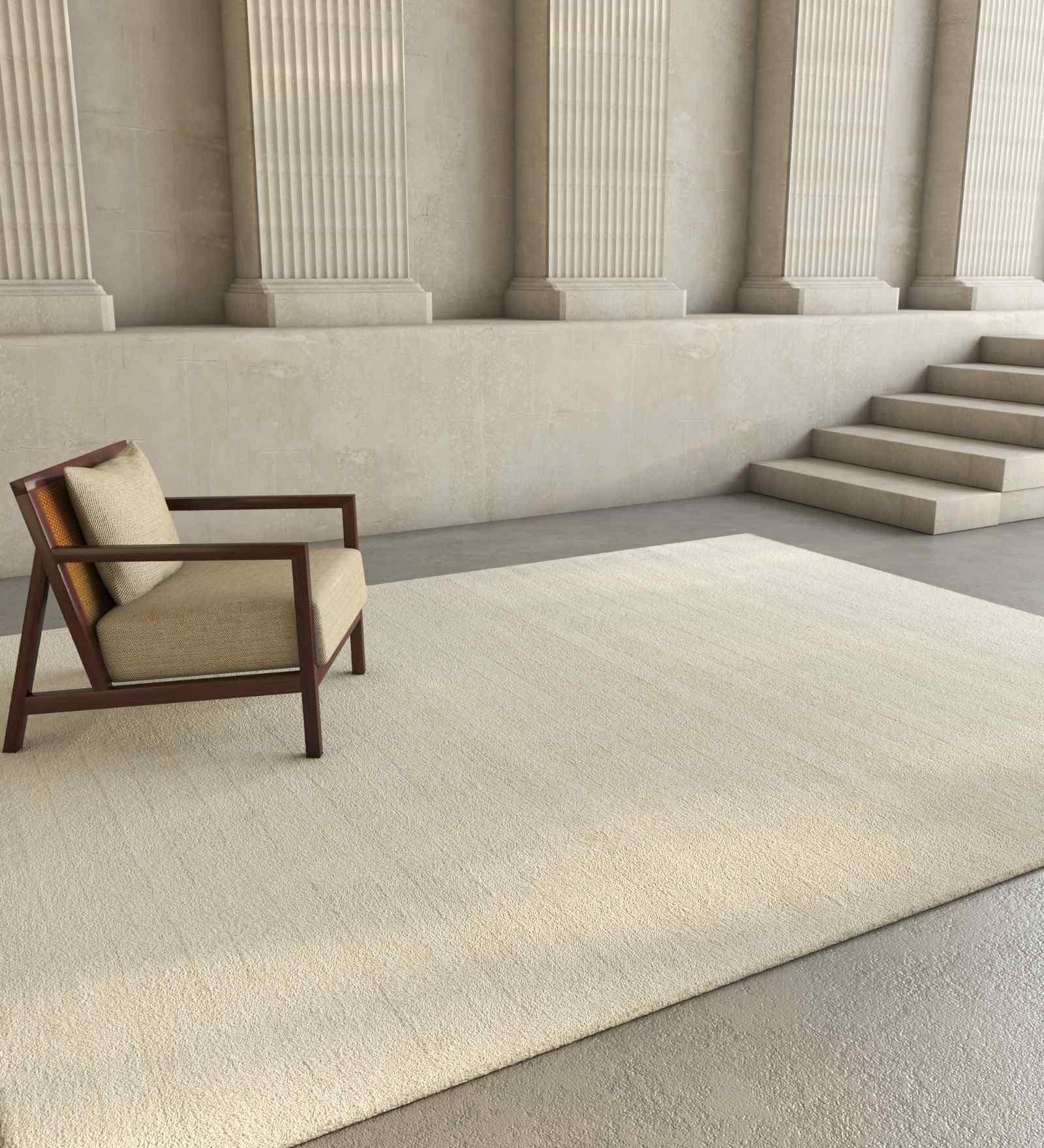 Ivory Wool Abstract 4 ft x 6 ft Hand Knotted Carpet