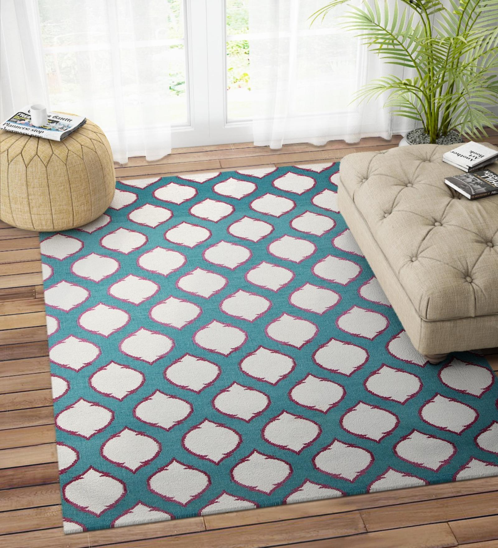 Ivory Wool Abstract 72 x 48 Inches Hand Woven Dhurrie