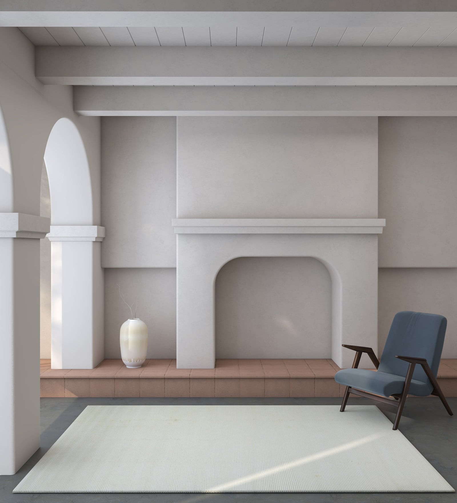 Ivory Wool Blend Plain Solids 4 ft x 6 ft Hand Knotted Carpet